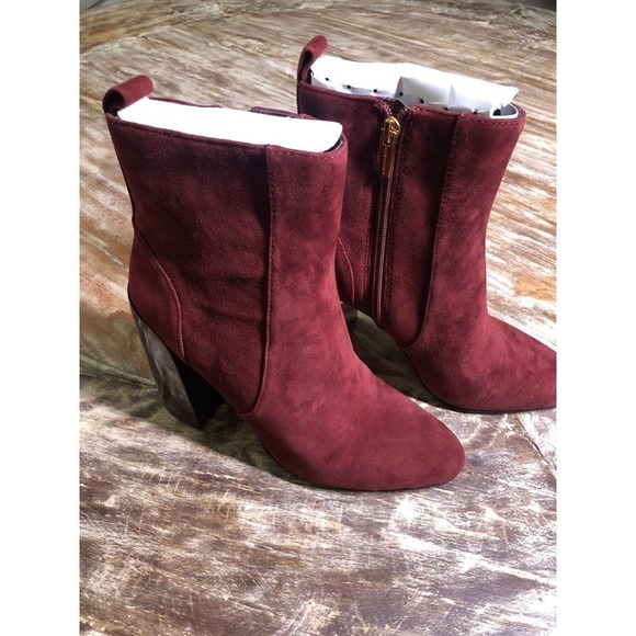 Vince Camuto Enverna Bootie Block Heel Burgundy NEW 7 US - Picture 4 of 8